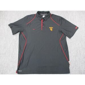 USC Trojans Shirt Mens XL Black Red Nike Dri Fit Polo NCAA College Football